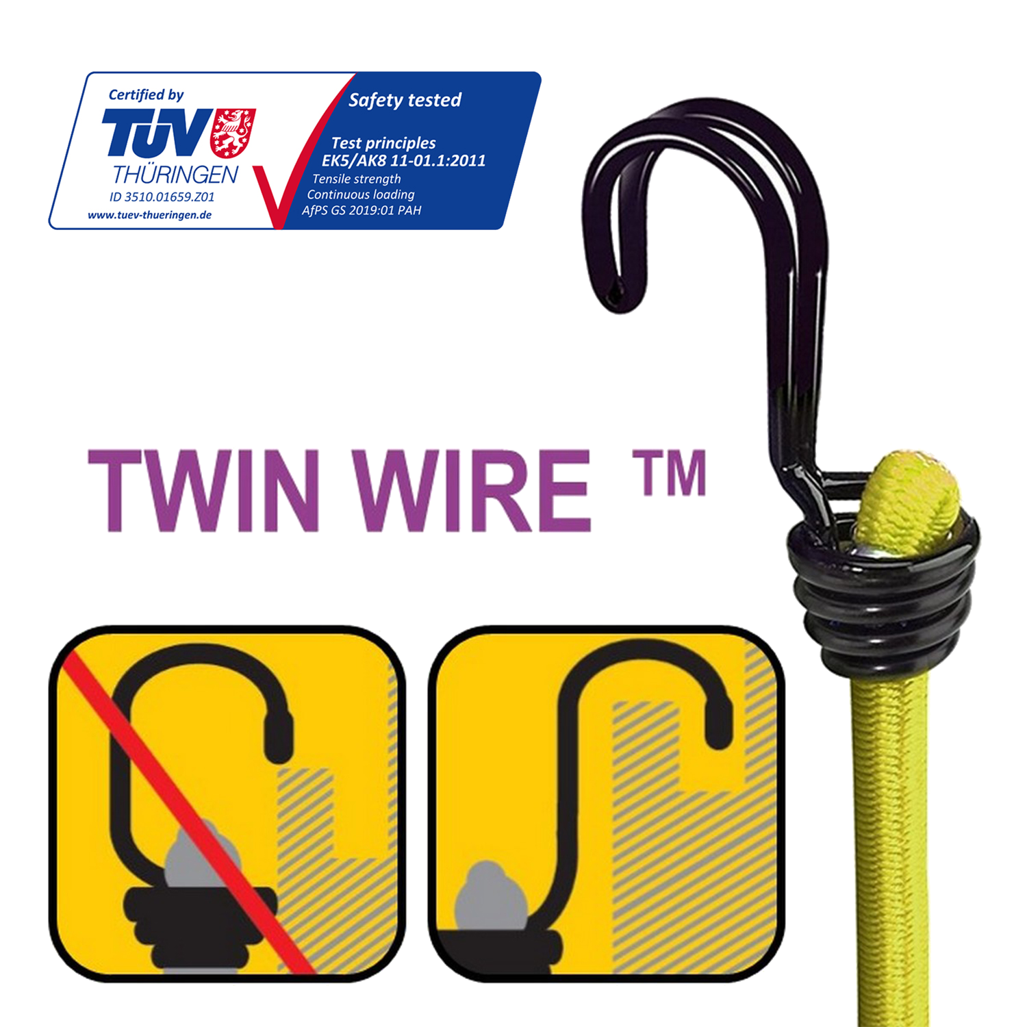 Master Lock Twin Wire-Spanngummi 3040EURDAT, 6 Stück