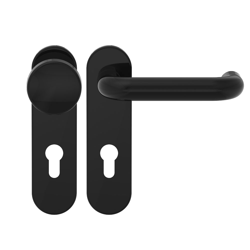 Kurzschildgarnitur Kunststoff schwarz, Wechselgarnitur, oval