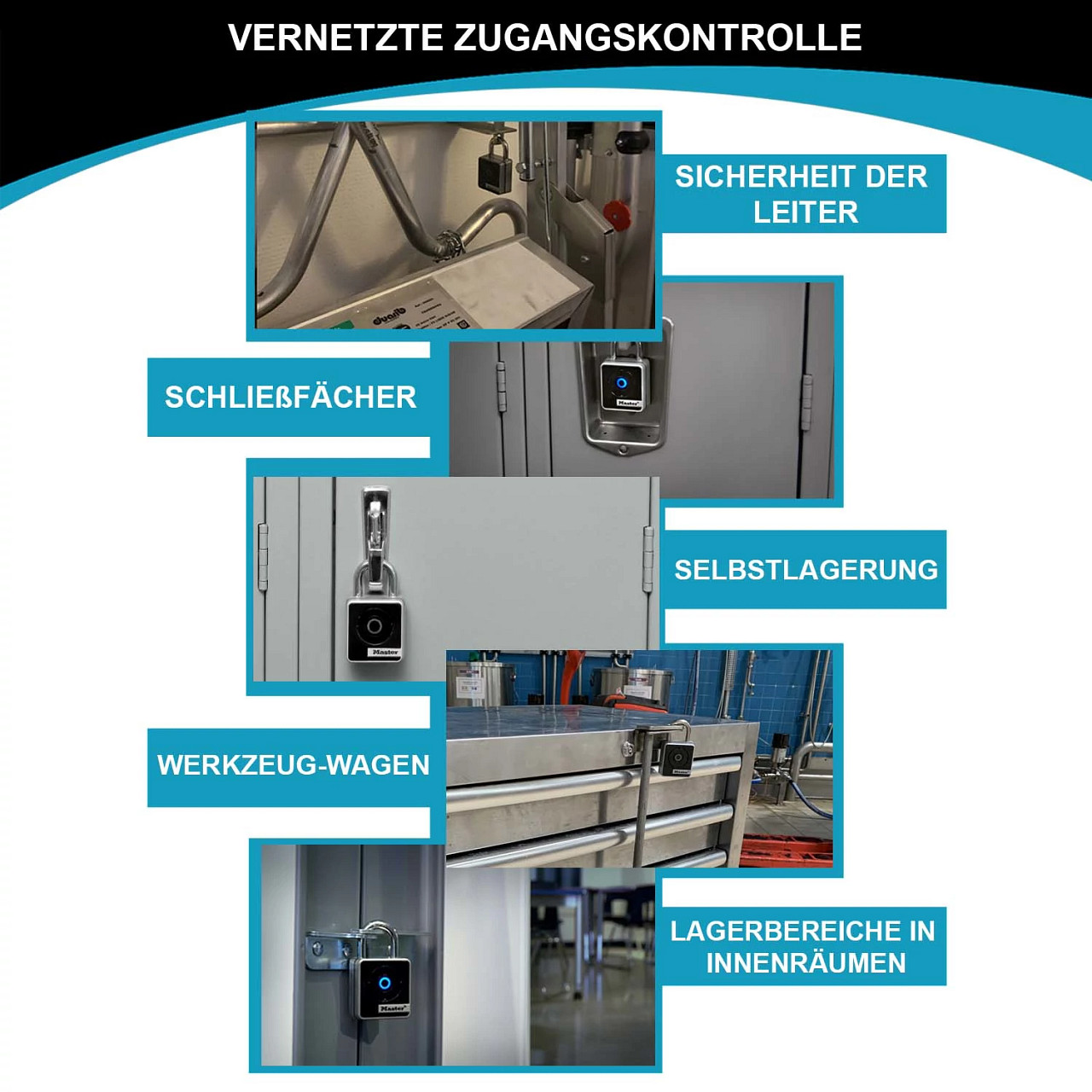 Master Lock Vorhangschloss 4400EUREC zur Verwendung im Innenbereich, mit Bluetooth