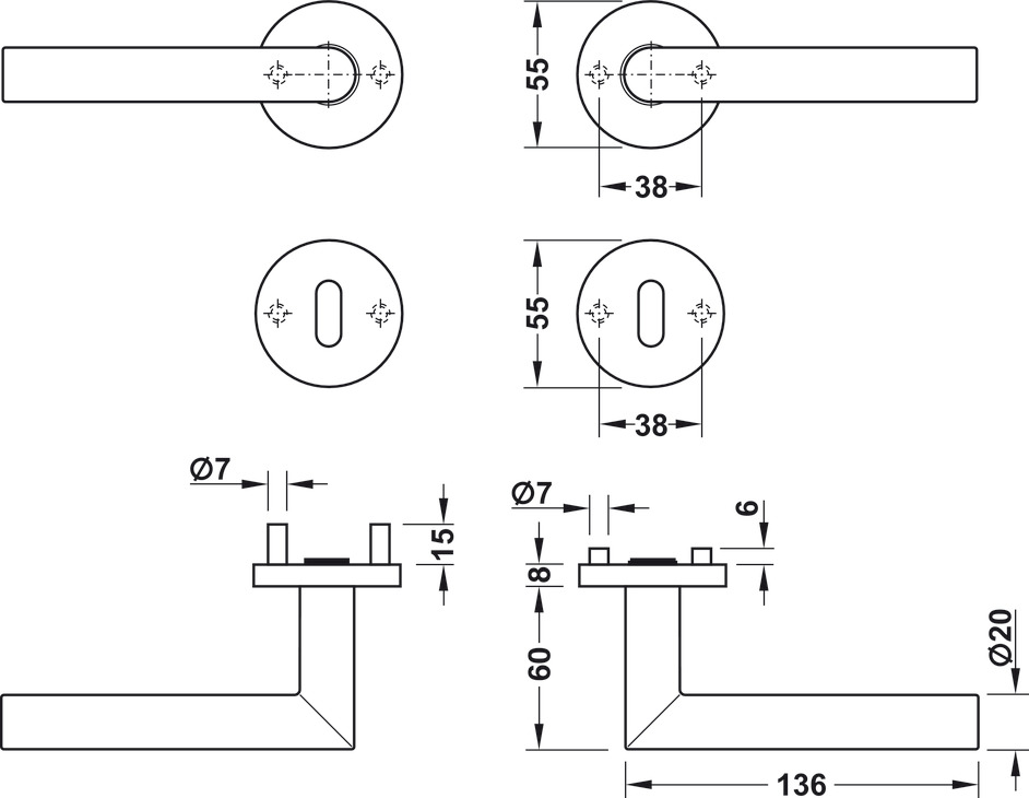 Türdrücker-Garnitur Häfele "Startec" PDH4103 Edelstahl