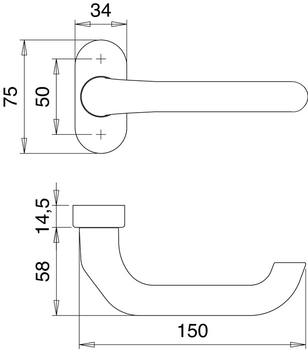 Profiltürdrückerlochteil 1300/2033 Alu.F12