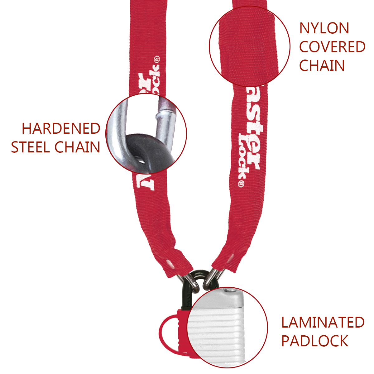 Master Lock 8390EURDPRO Vorhängeschloss aus beschichtetem Stahl mit Kette aus gehärtetem Stahl 90 cm