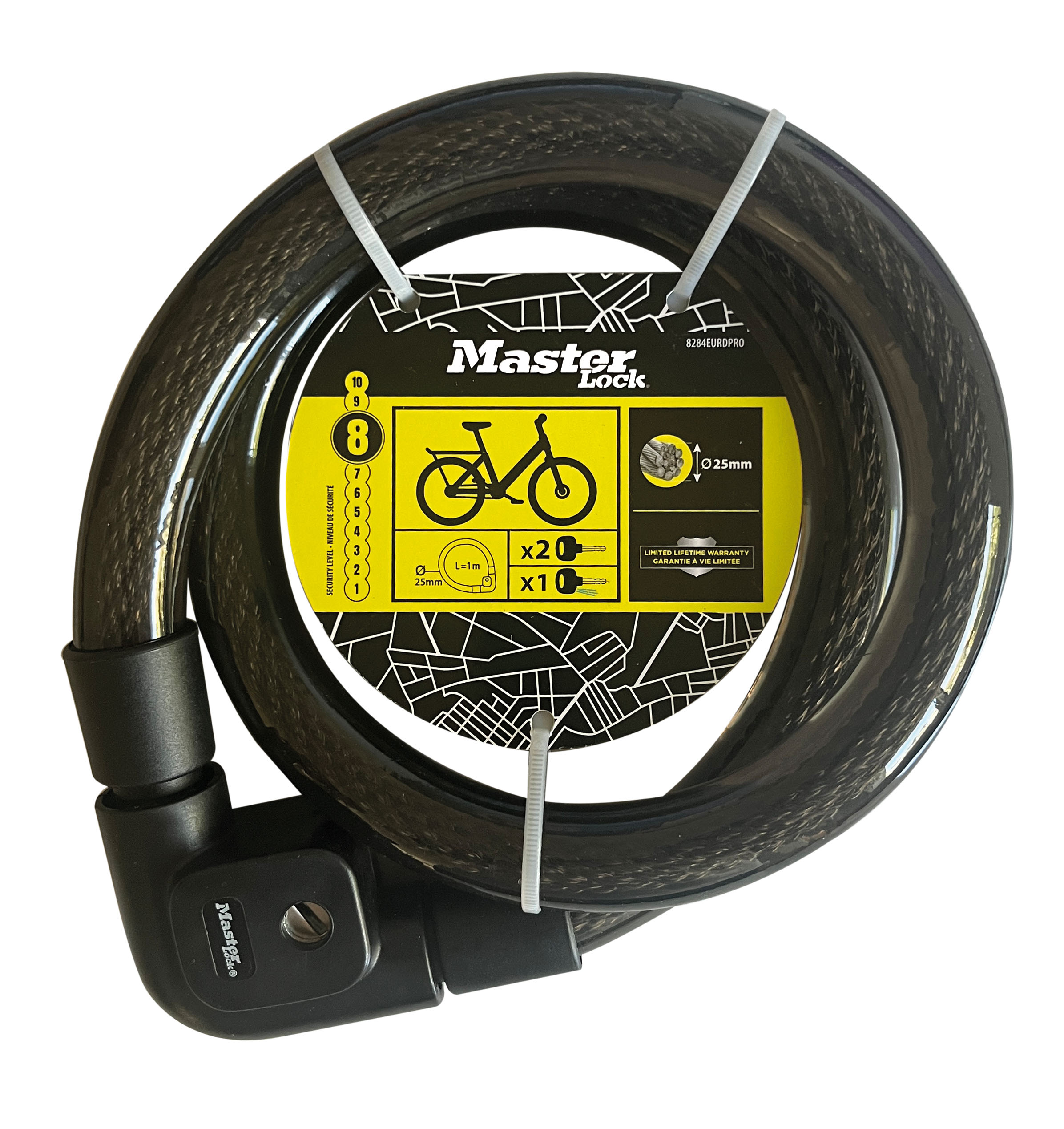 Master Lock 8284EURDPRO - Stahlgeflechtkabel mit 3 Schlüssel