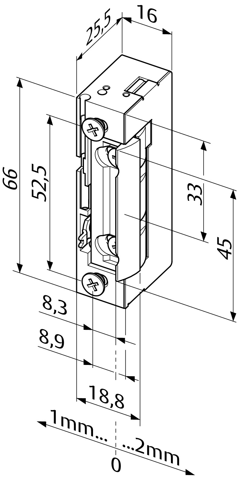 effeff Elektro-Türöffner Modellreihe 118E, 10–24 V, mit mechanischer Entriegelung