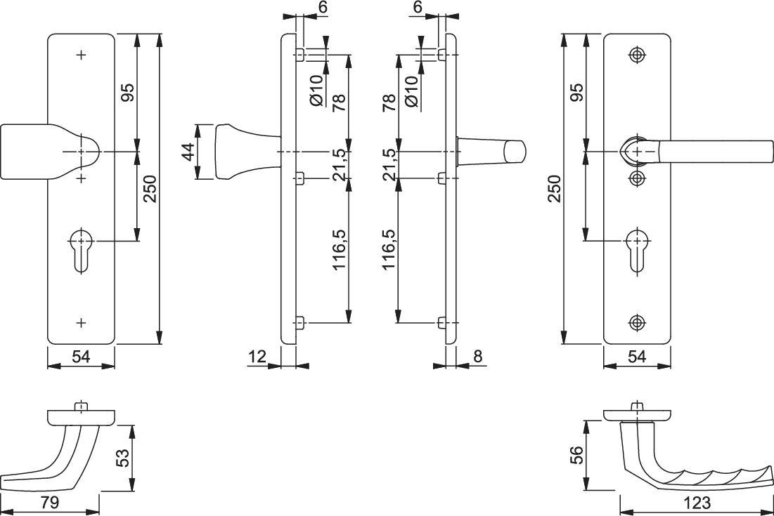 Schutz-Wechselgarnitur Hoppe "Birmingham" 78G/2221A/2440/1117, 72 mm PZ, Nuss 8 mm, Schutz-Langschil