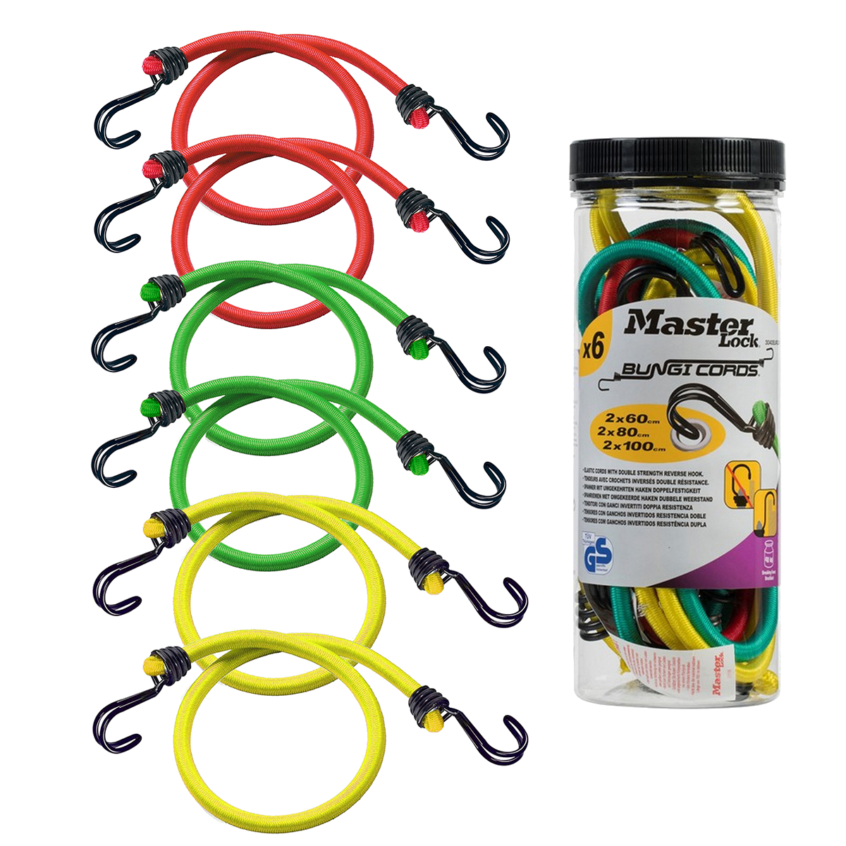 Master Lock Twin Wire-Spanngummi 3040EURDAT, 6 Stück