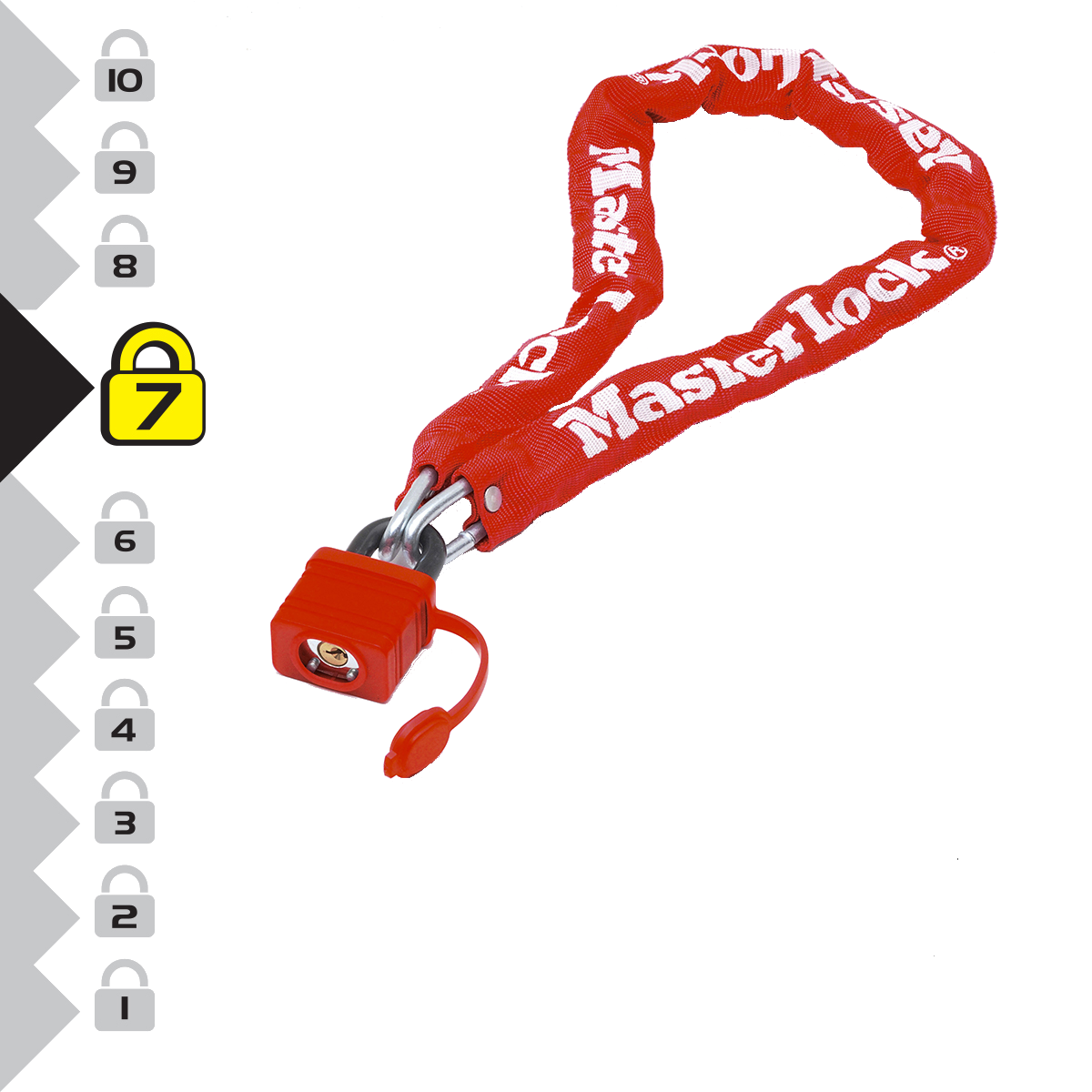 Master Lock 8390EURDPRO Vorhängeschloss aus beschichtetem Stahl mit Kette aus gehärtetem Stahl 90 cm