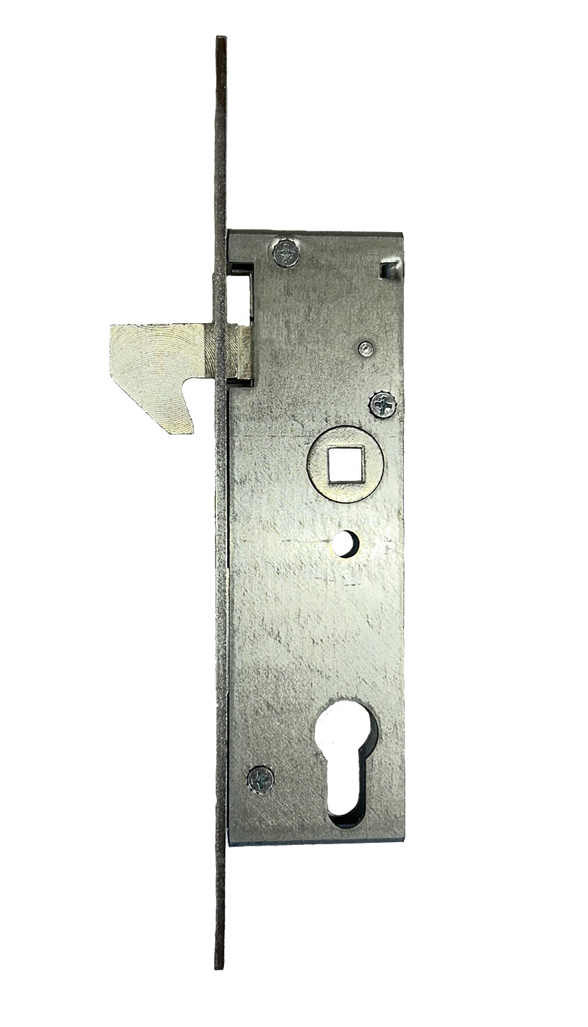 Einsteckschloss mit Hakenfalle, Entfernung 72 mm, Dornmaß 35 mm, Stulp 24x243 mm